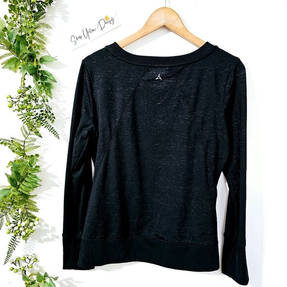 Aspire Womens Black Long Sleeve Sweatshirt M Zipper Pockets & Crew Neck~SW112.11 - Picture 2 of 7